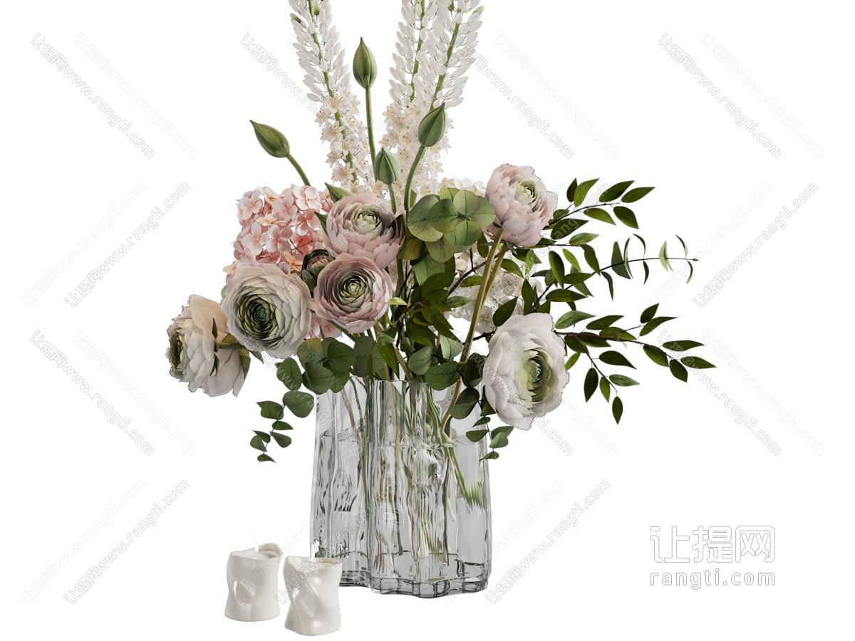 现代玻璃花瓶花卉