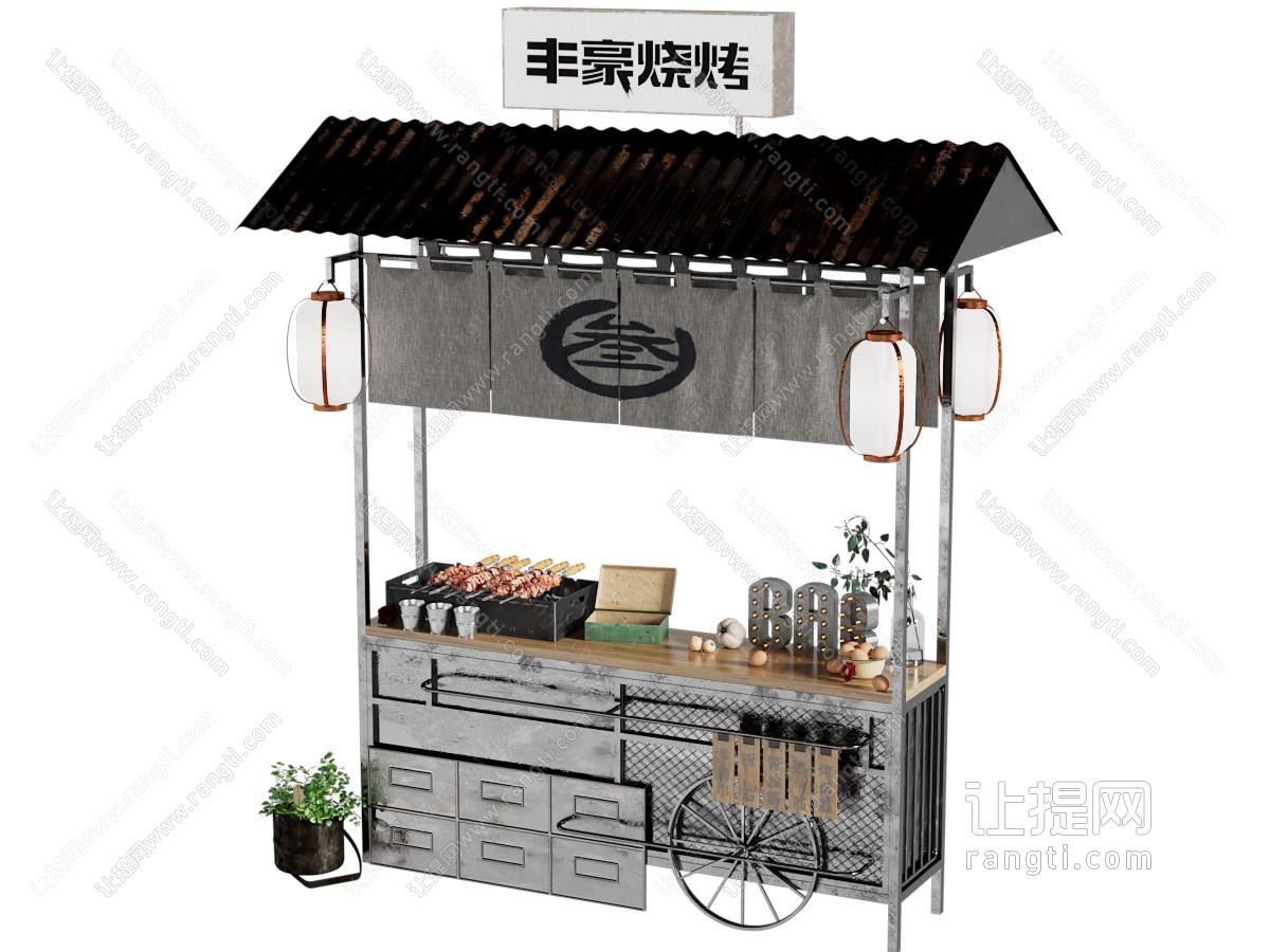 现代烧烤摊 移动小吃 夜市烧烤 售卖车