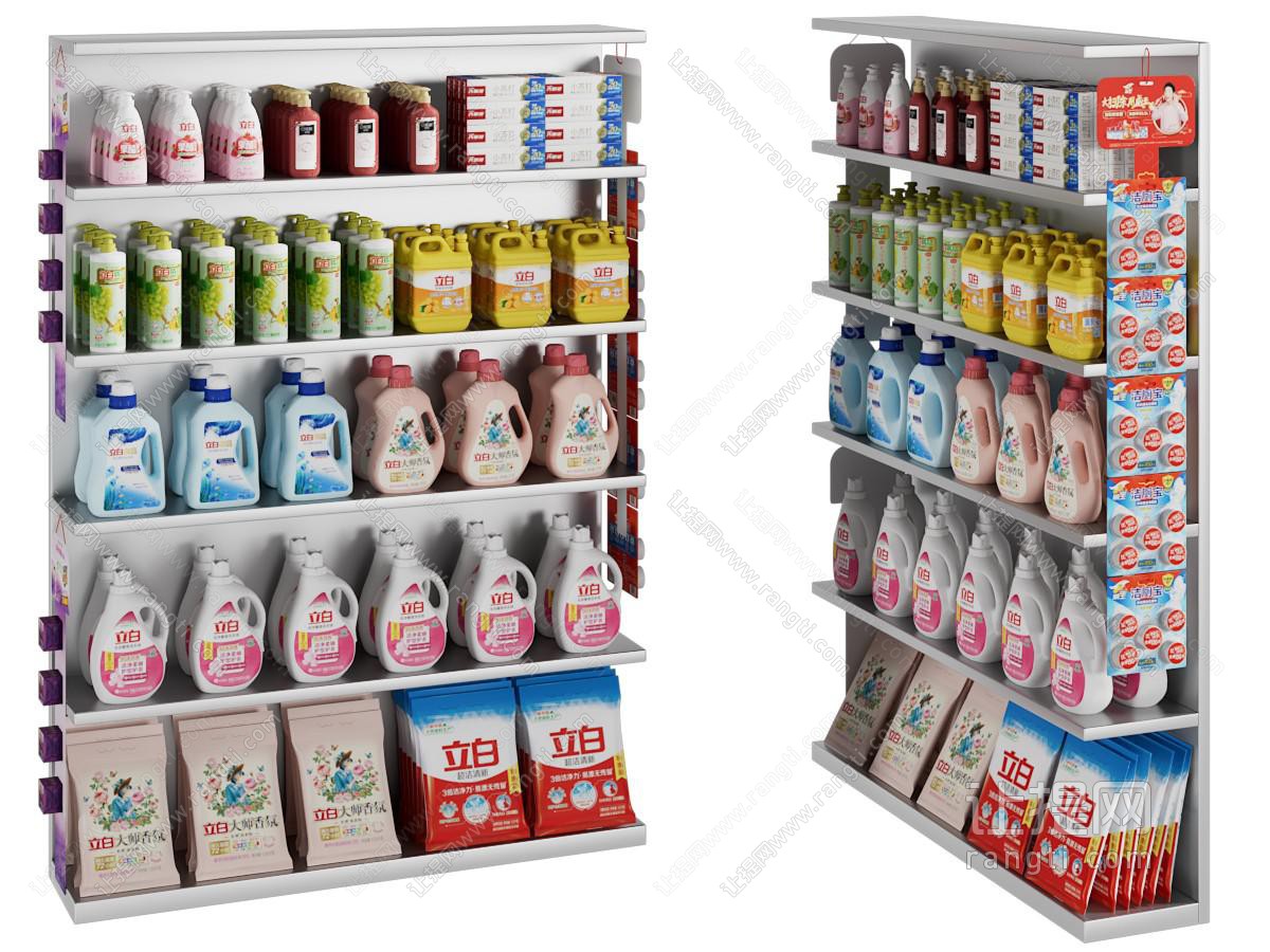 现代洗衣液 清洁剂 生活用品货架 展柜