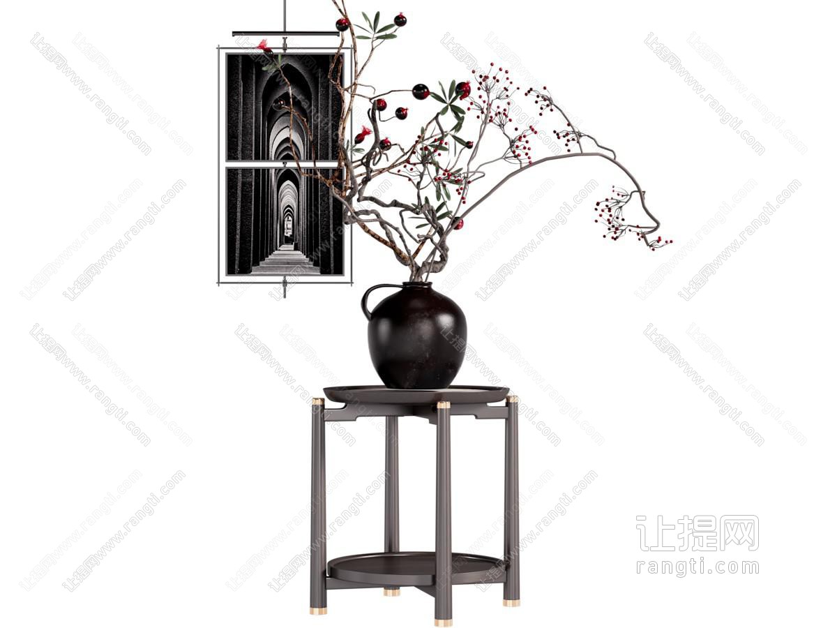 侘寂风陶艺花瓶花卉摆件组合