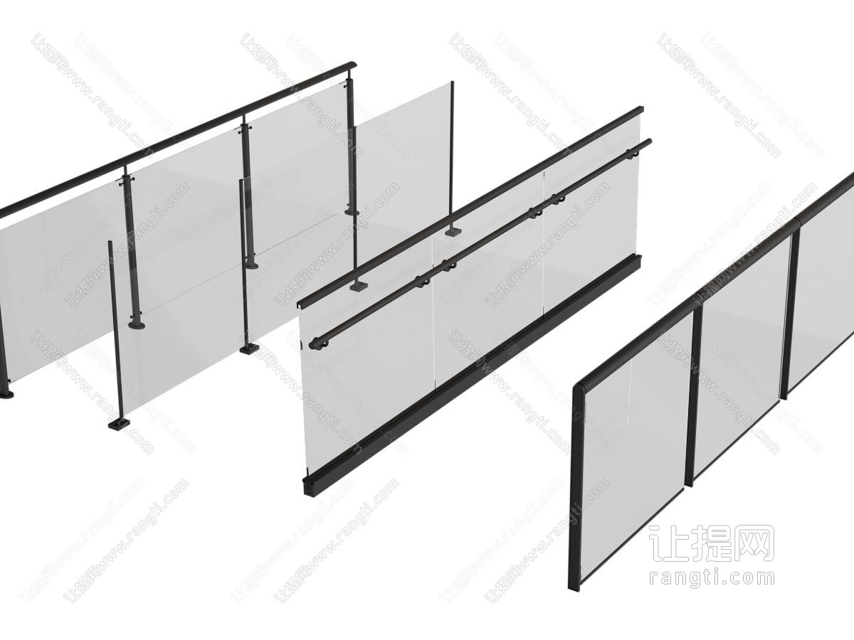 现代玻璃护栏 栏杆 围栏