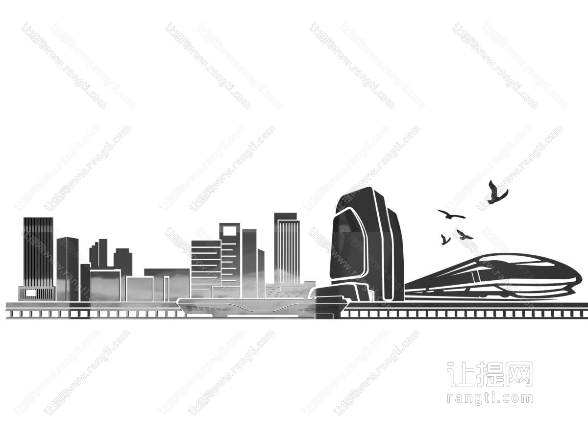 现代建筑剪影 墙贴 墙饰