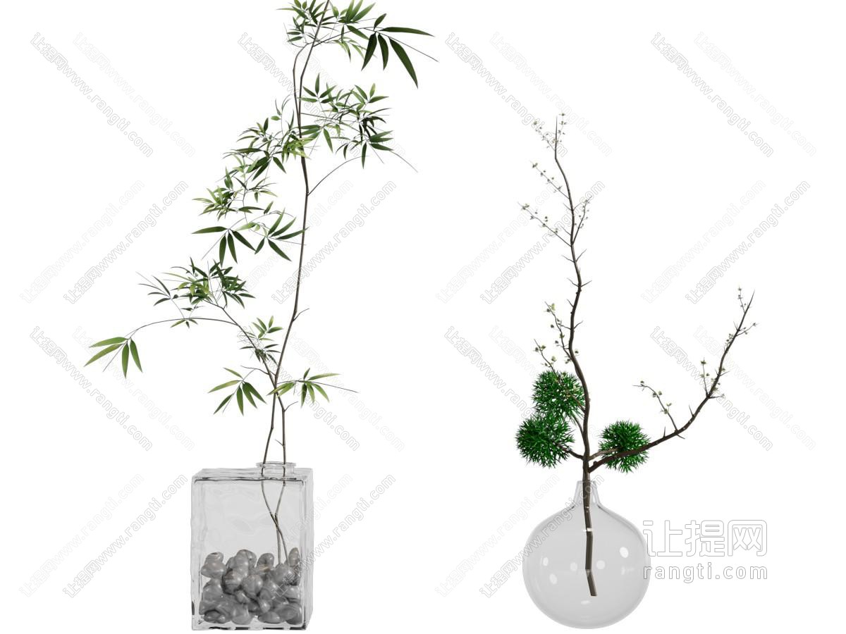 现代玻璃花瓶花卉