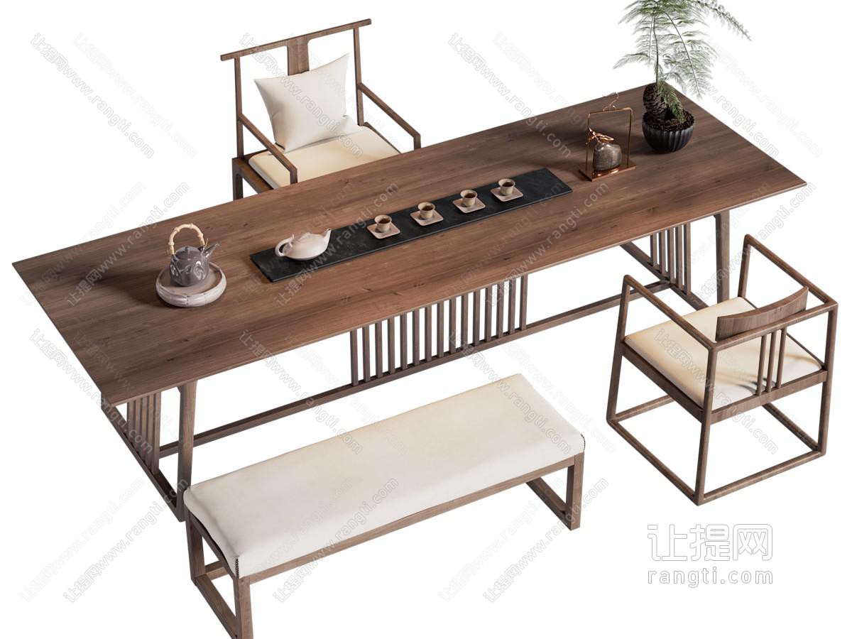 新中式中古茶桌椅组合