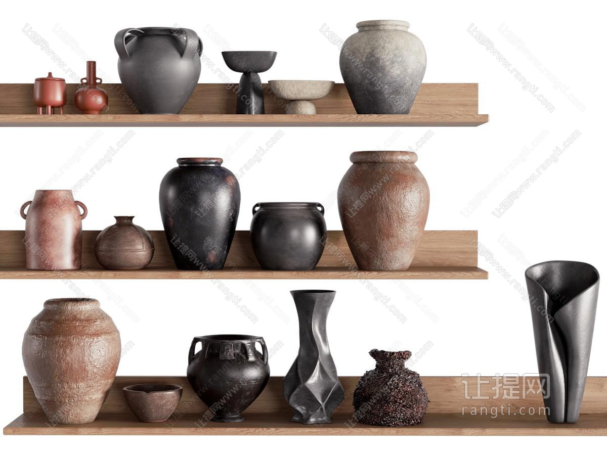 现代陶艺饰品 陶瓷器皿摆件组合