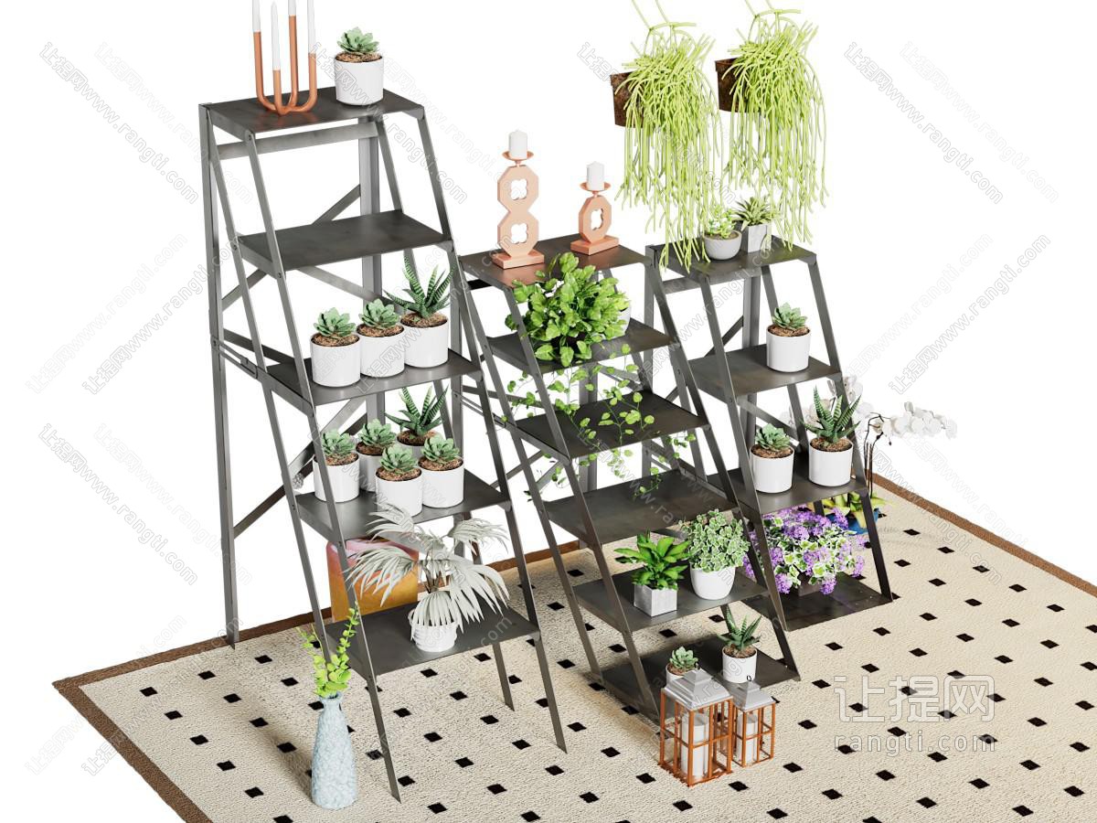 现代不锈钢花架 盆景盆栽植物