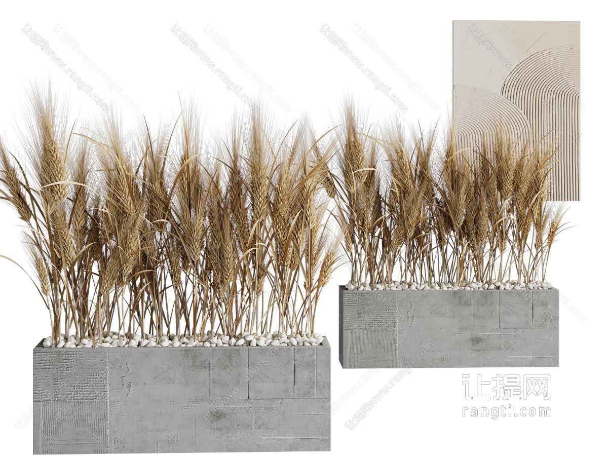 现代水泥花盆花箱麦穗景观园艺小品