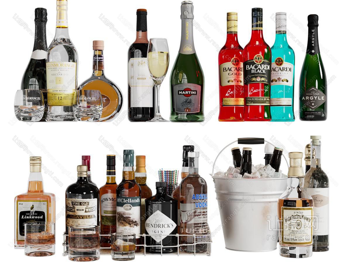 现代酒瓶酒杯 洋酒 香槟