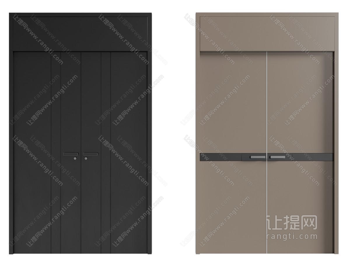 现代双开门 木门 大门