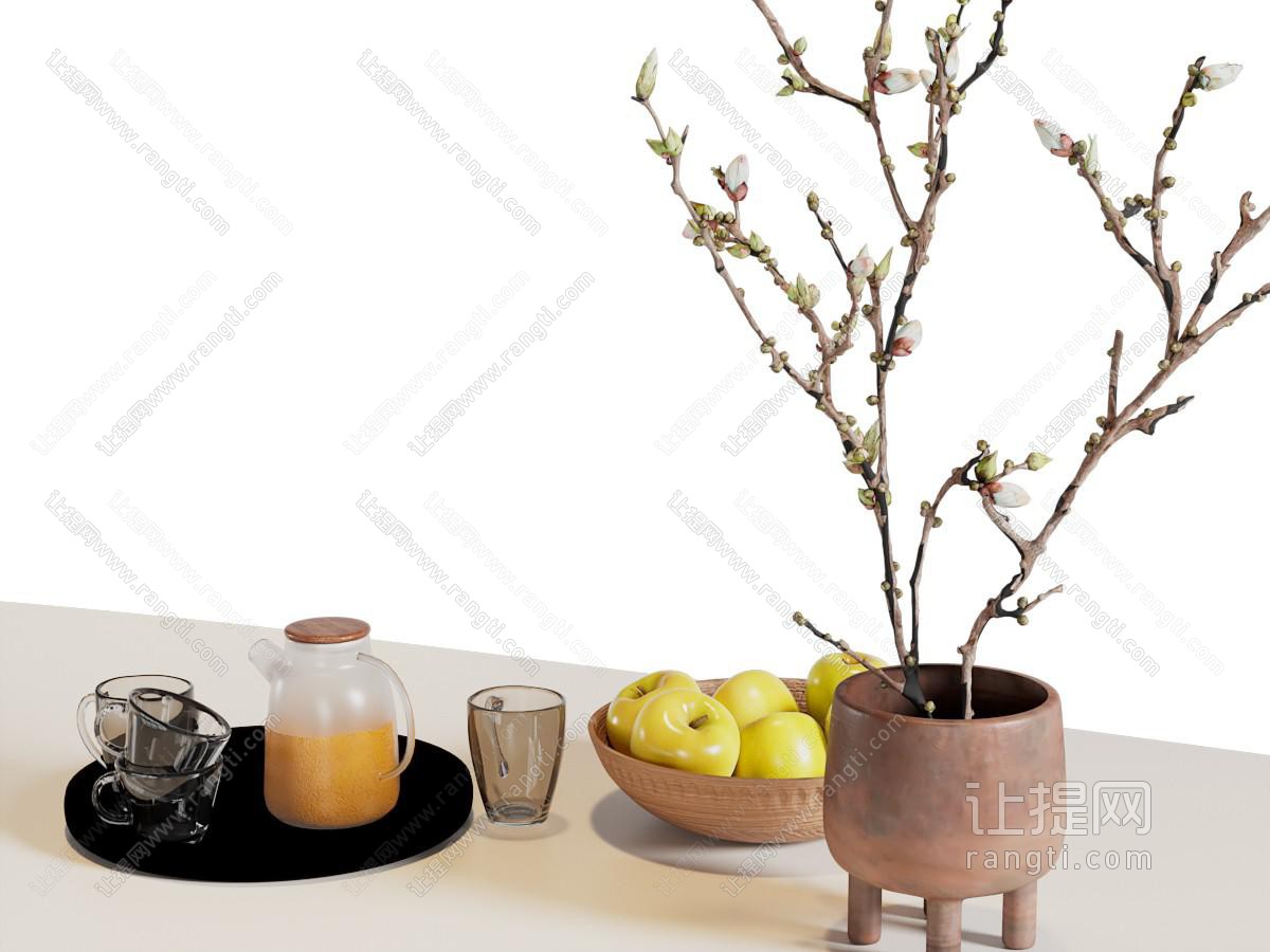 现代托盘茶具杯子 果盘 花盆盆栽摆件组合