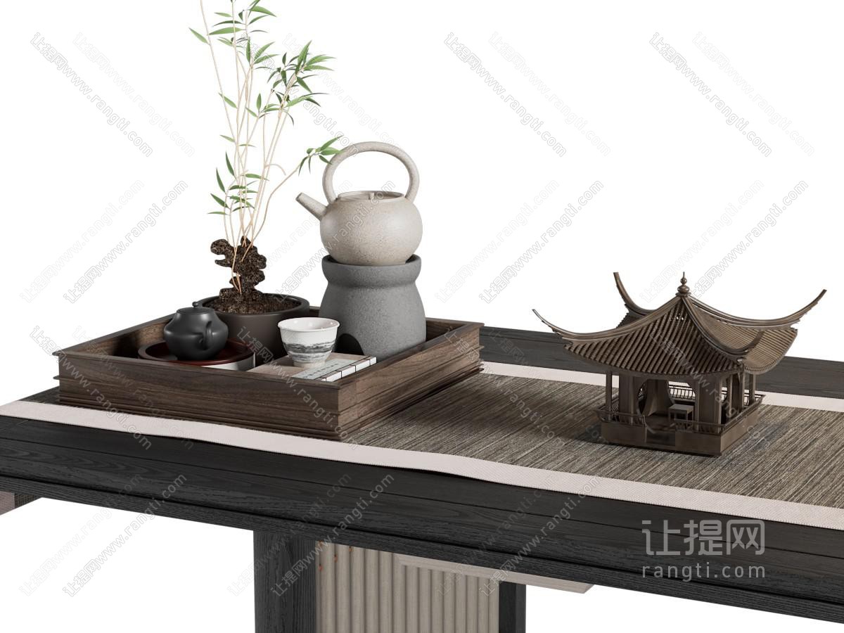 新中式托盘茶壶茶具杯子 摆件组合