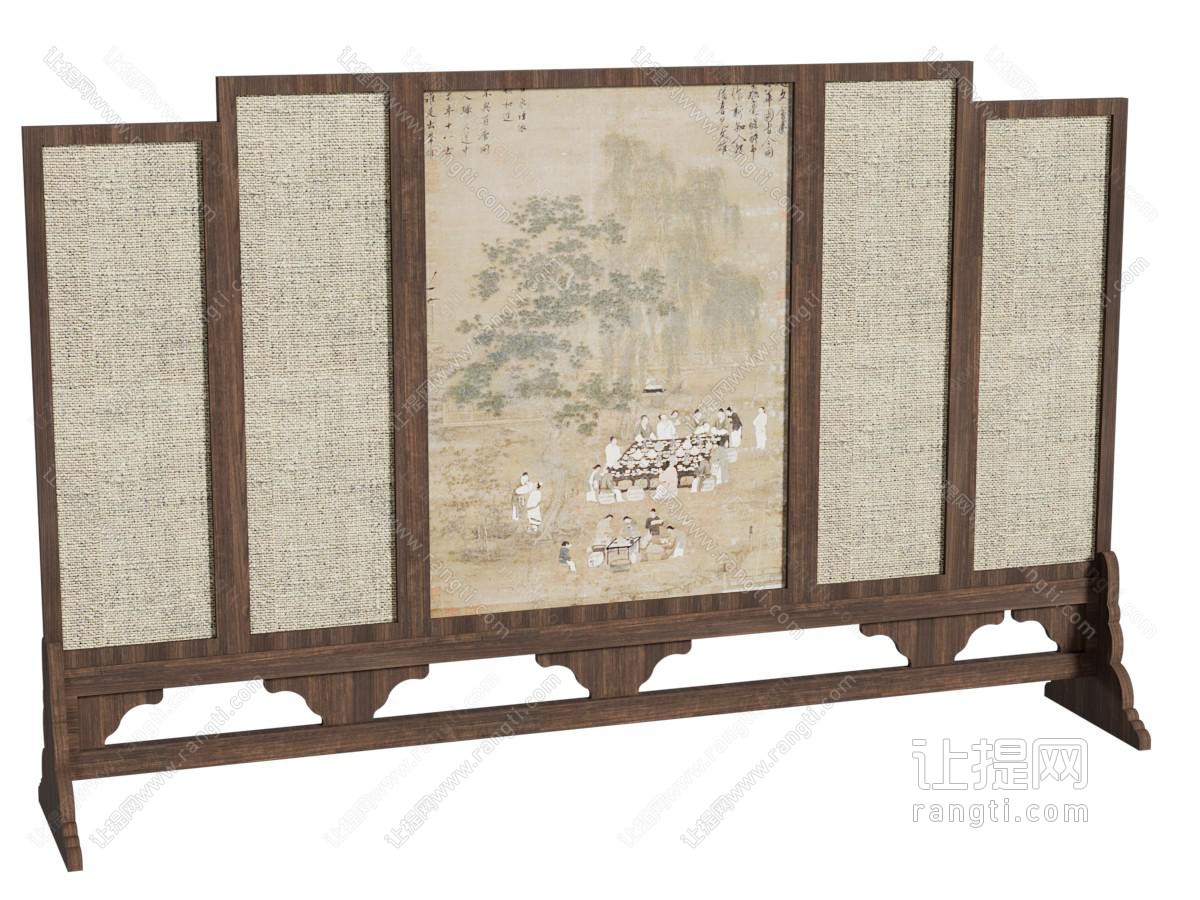 新中式实木隔断
