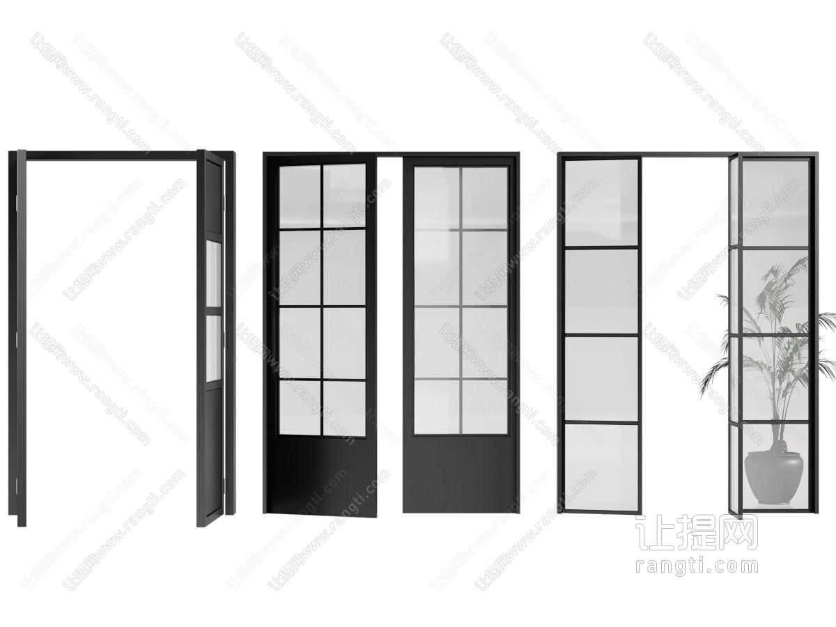 现代玻璃推拉门 双开门 房门