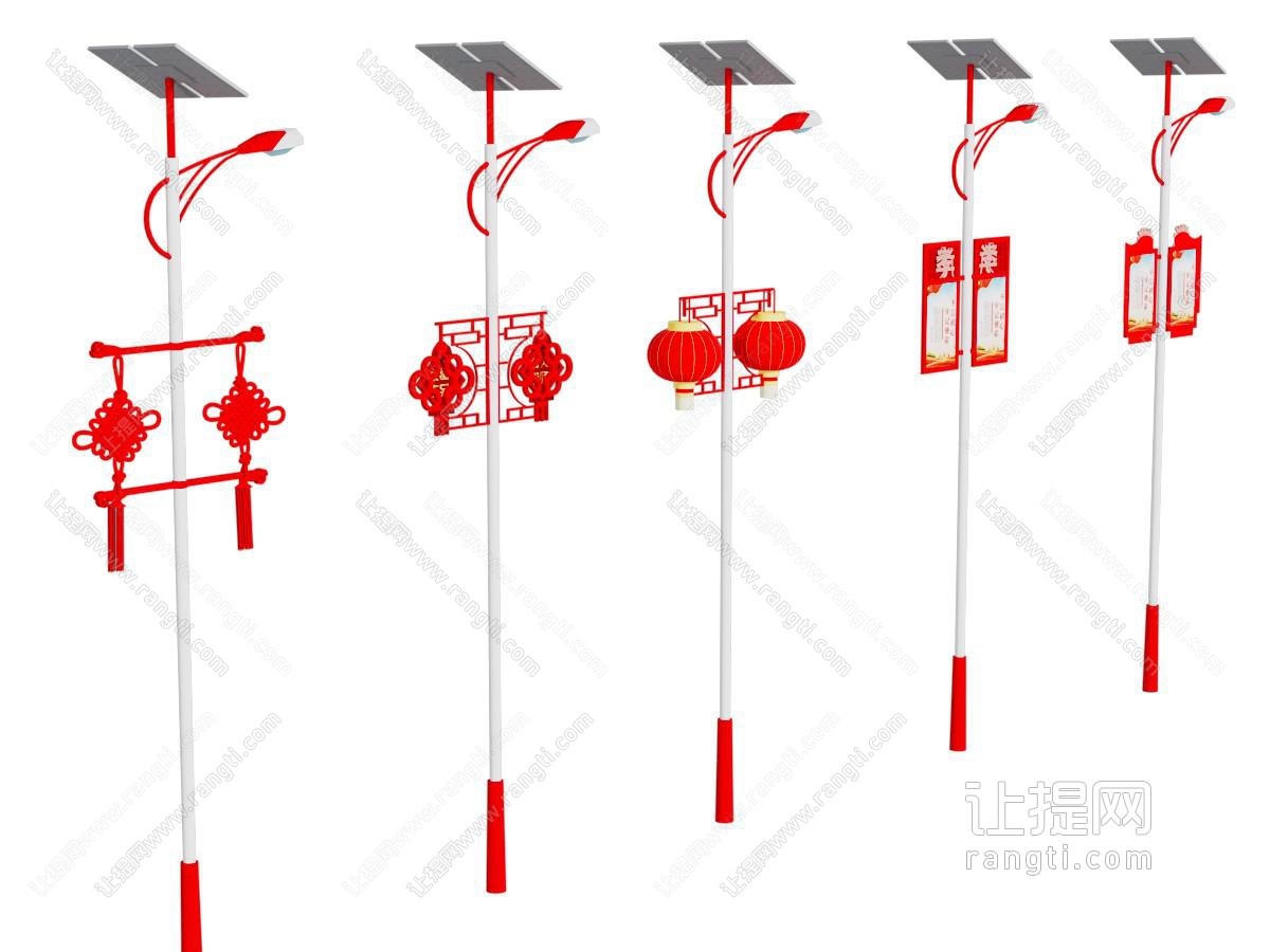 新中式装饰中国结的太阳能路灯
