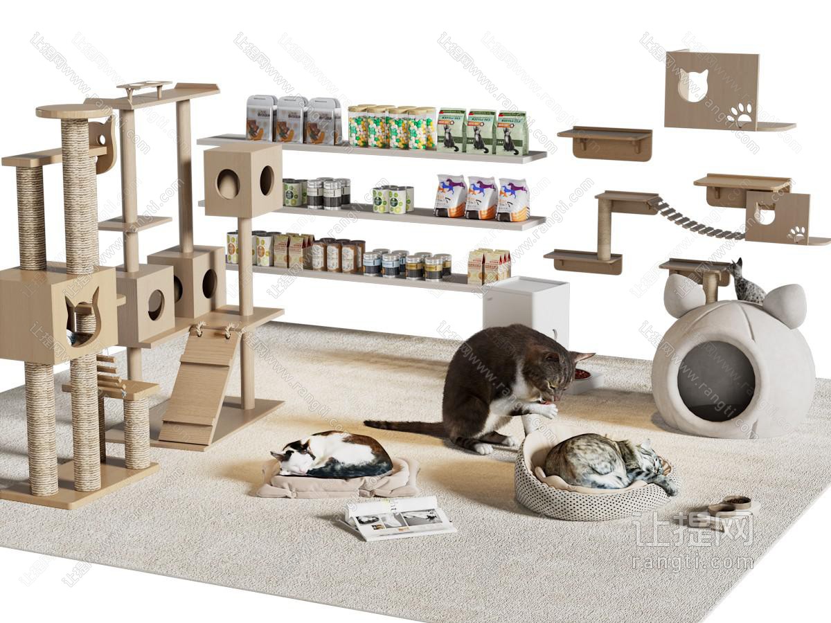 现代猫爬架 猫粮 猫窝 猫咪爬行动物