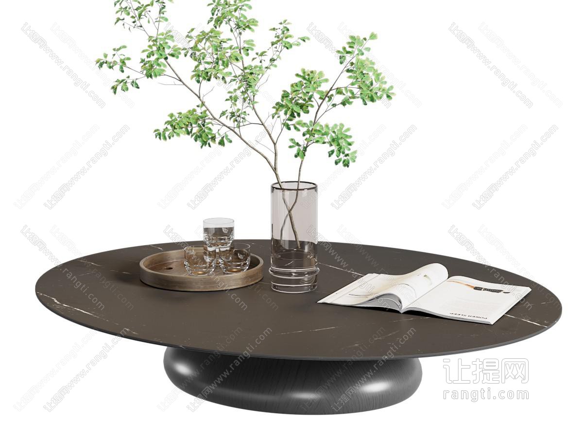 现代椭圆形大理石茶几