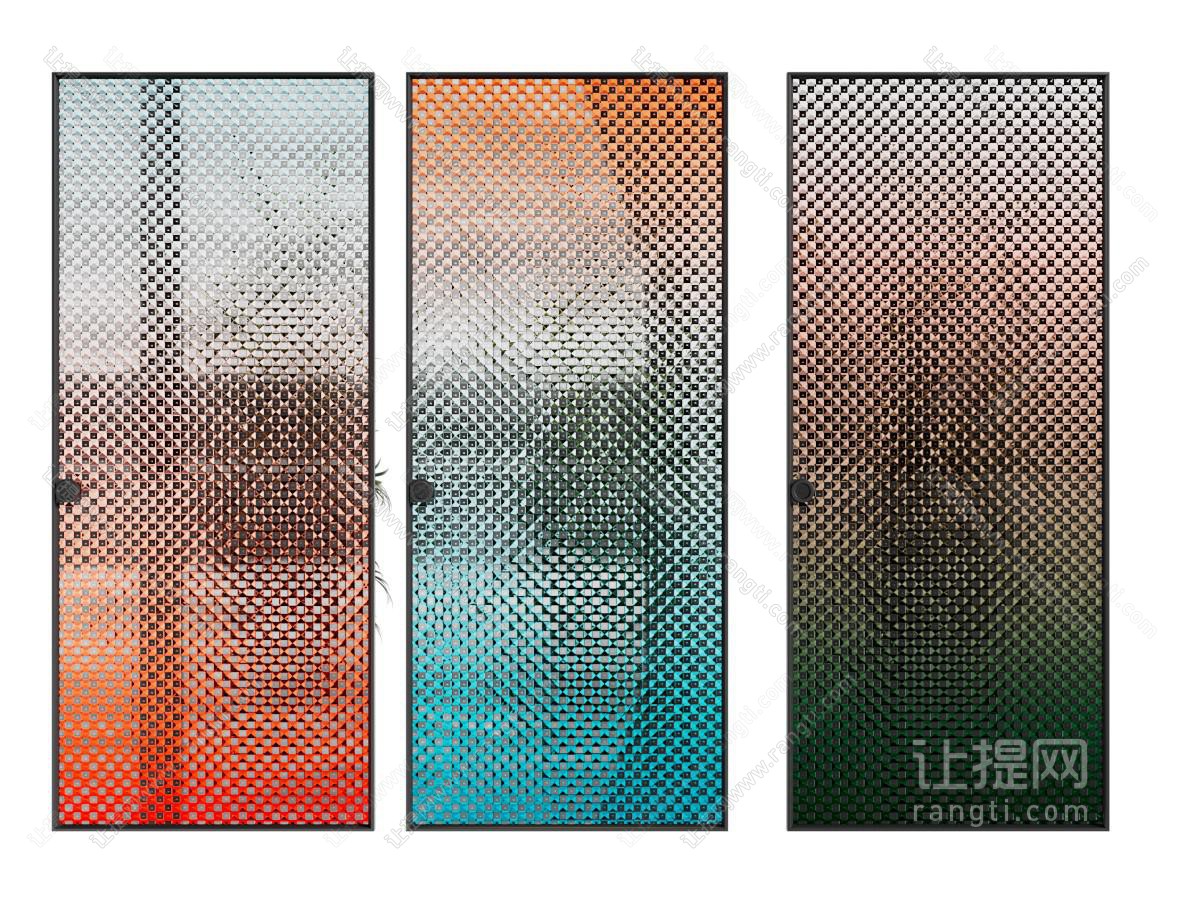现代渐变色玻璃平开门