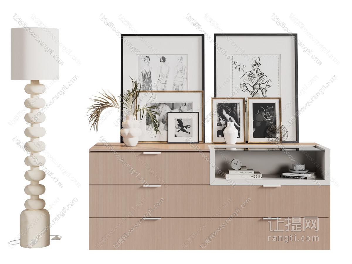 现代玄关柜 边柜 装饰画