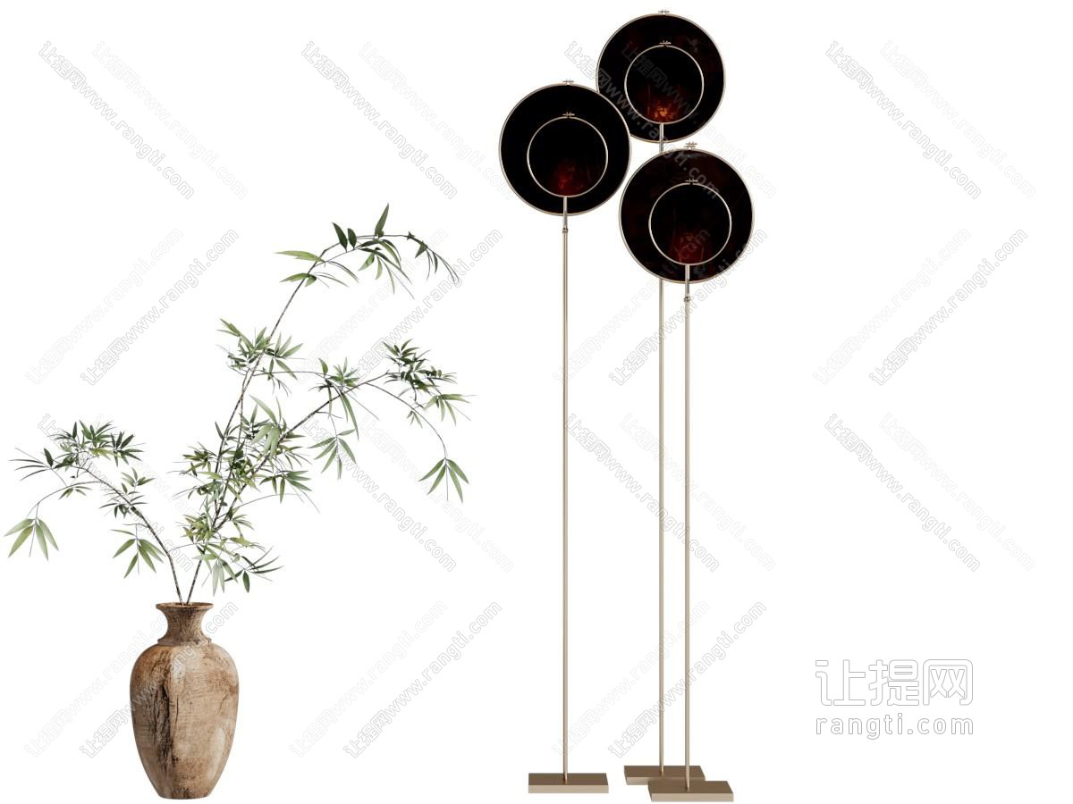新中式落地灯 花瓶花卉