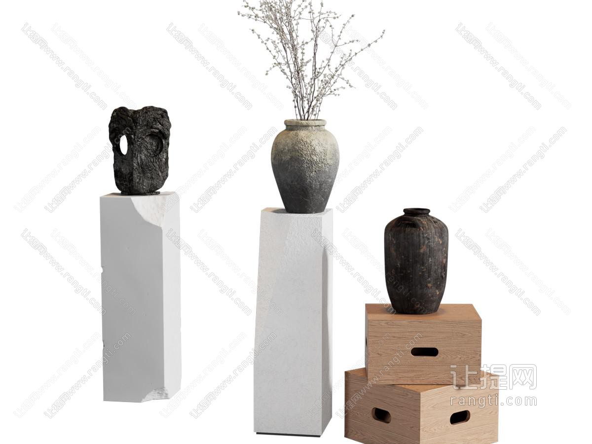 侘寂风陶艺花瓶花卉 工艺品摆件