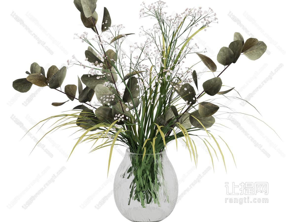 现代玻璃花瓶花卉
