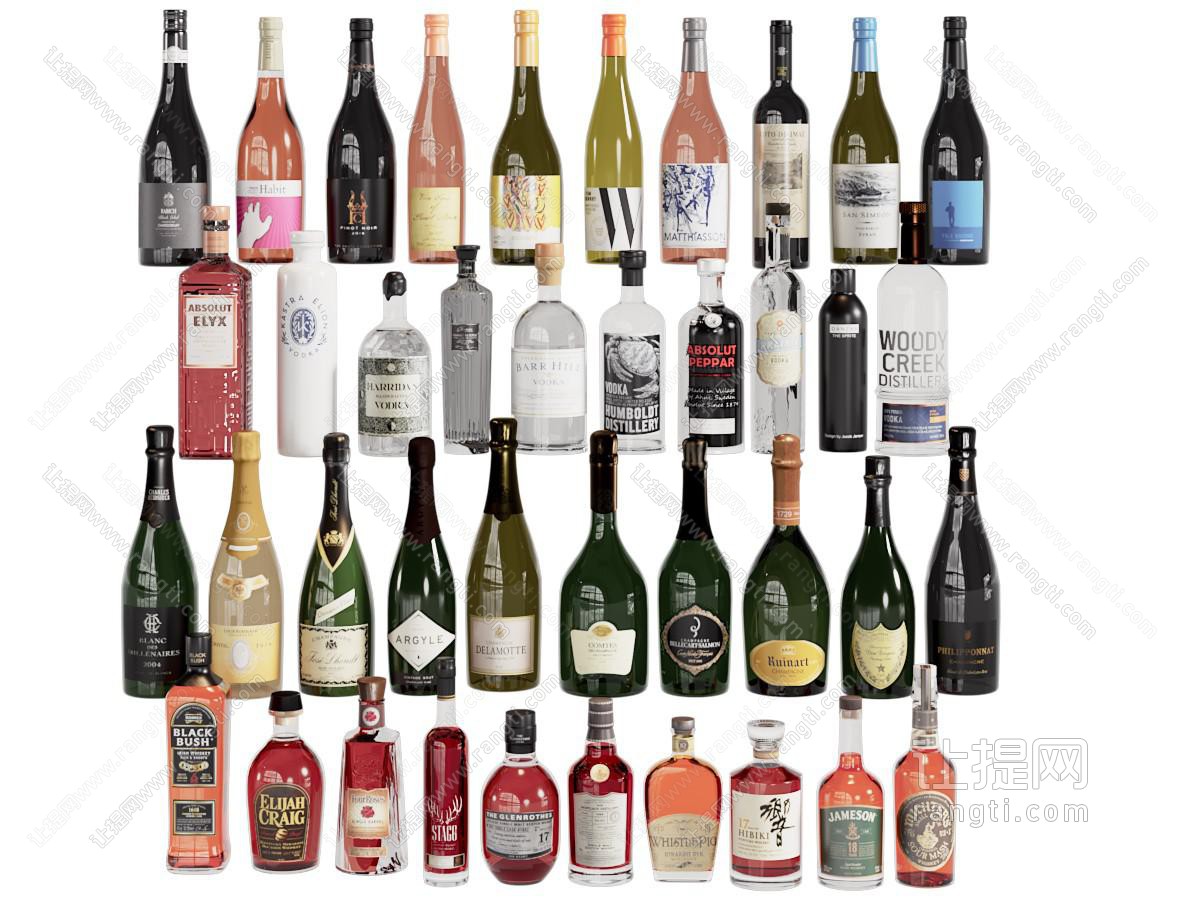 现代红酒 洋酒 香槟酒瓶