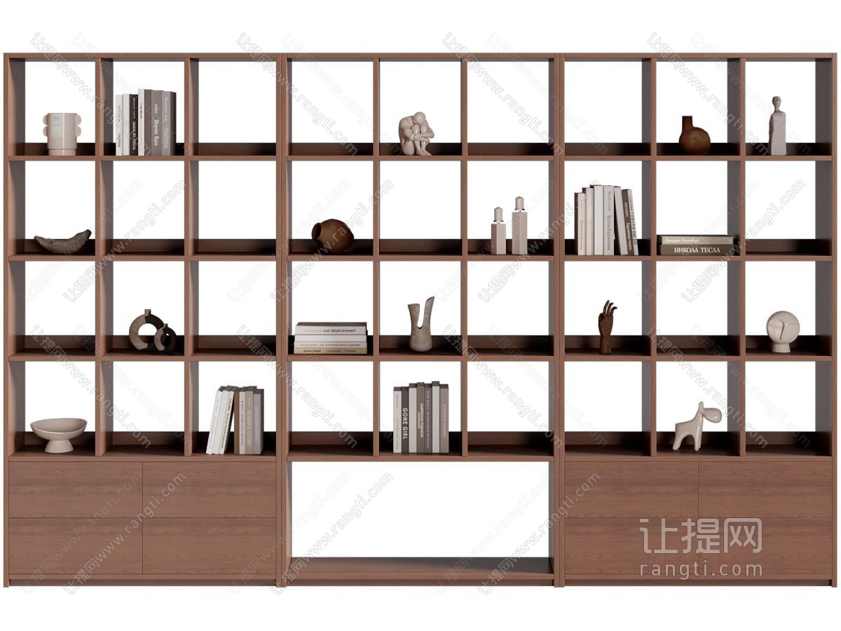 现代中古风开放式装饰书柜
