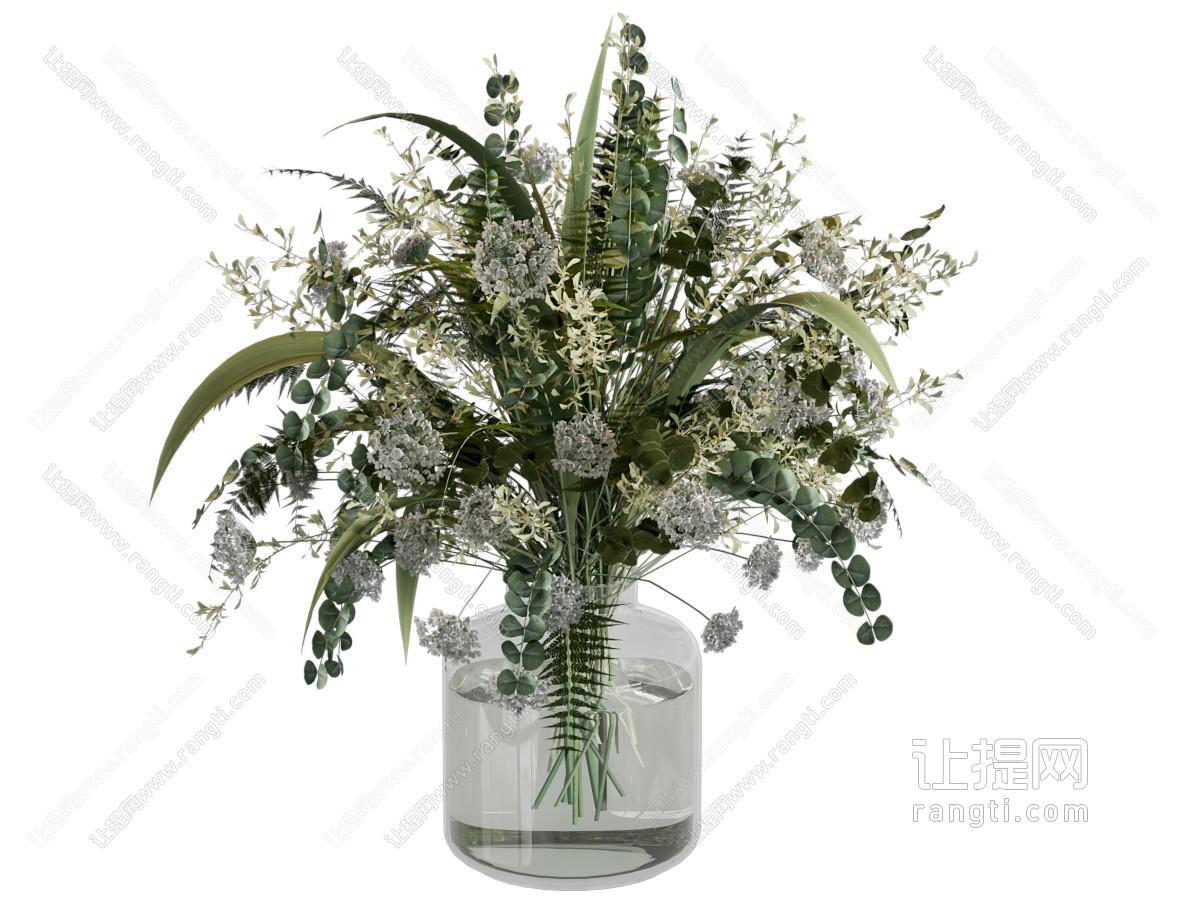 现代玻璃花瓶花卉