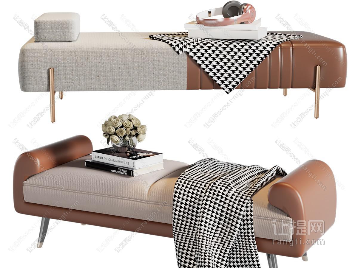 现代轻奢长方形沙发凳子 床尾凳