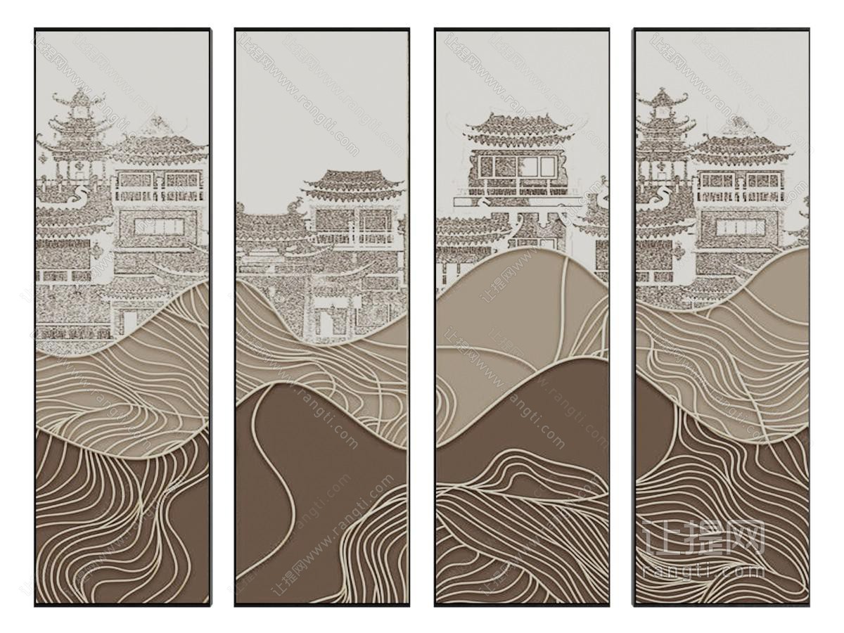 新中式装饰挂画 肌理画