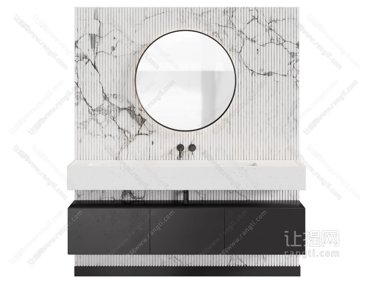 现代洗手台 镜子 浴室柜