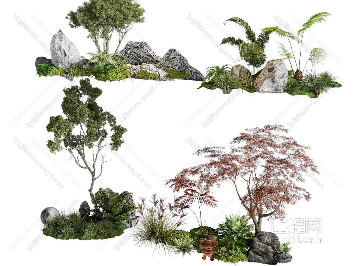 新中式假山 花草花植景观园艺小品