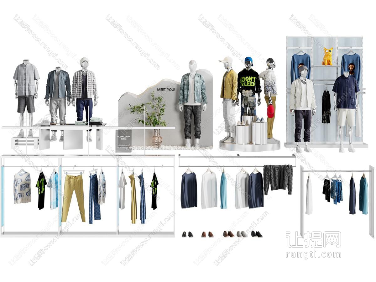 现代服装店美陈 服装模特