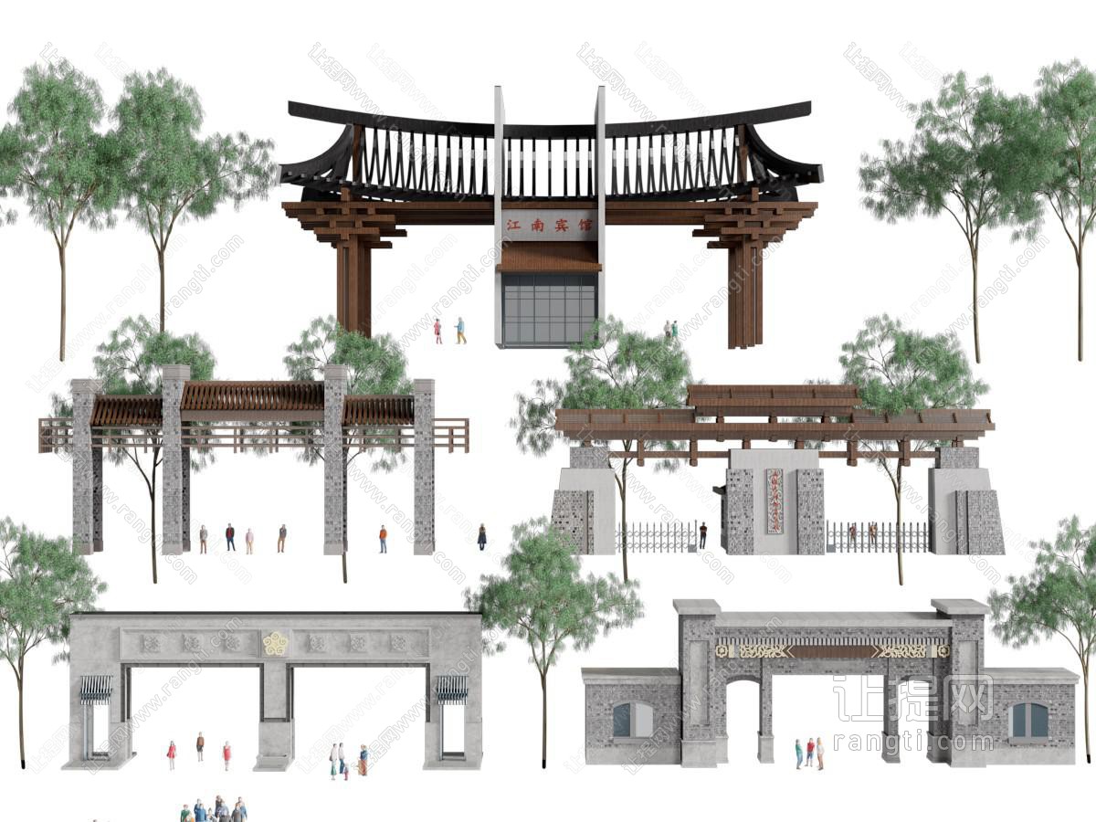 新中式大门 仿古建筑