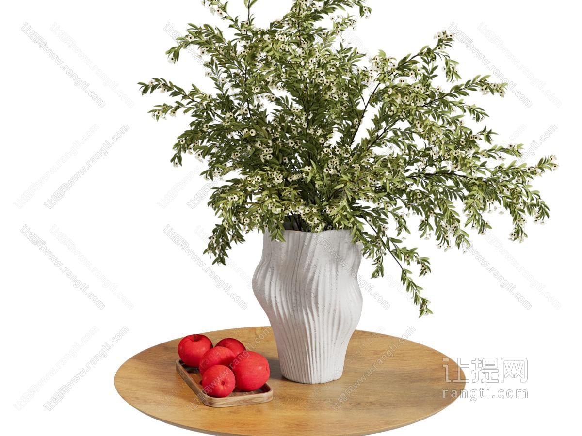 现代陶瓷花瓶花卉 苹果 摆件组合