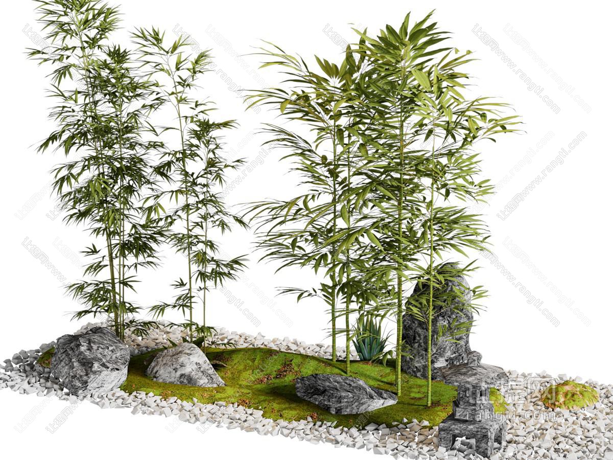 新中式假山 竹子 石头景观园艺小品
