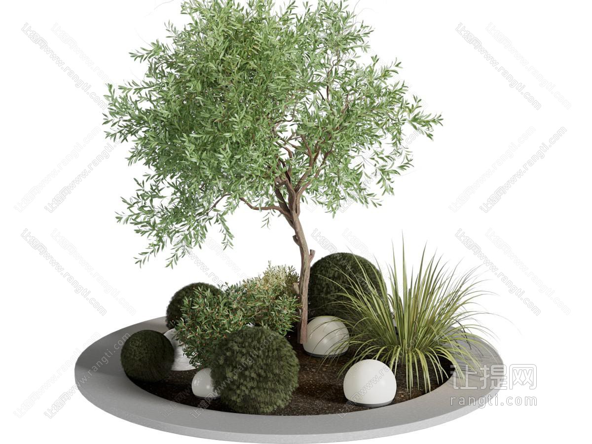 现代树池 灌木 树木 景观小品