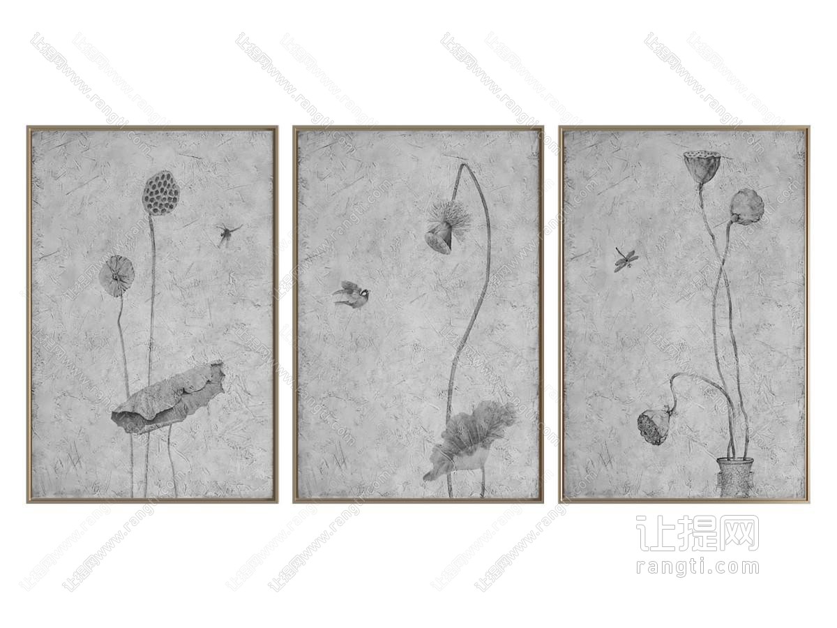 现代荷花装饰挂画