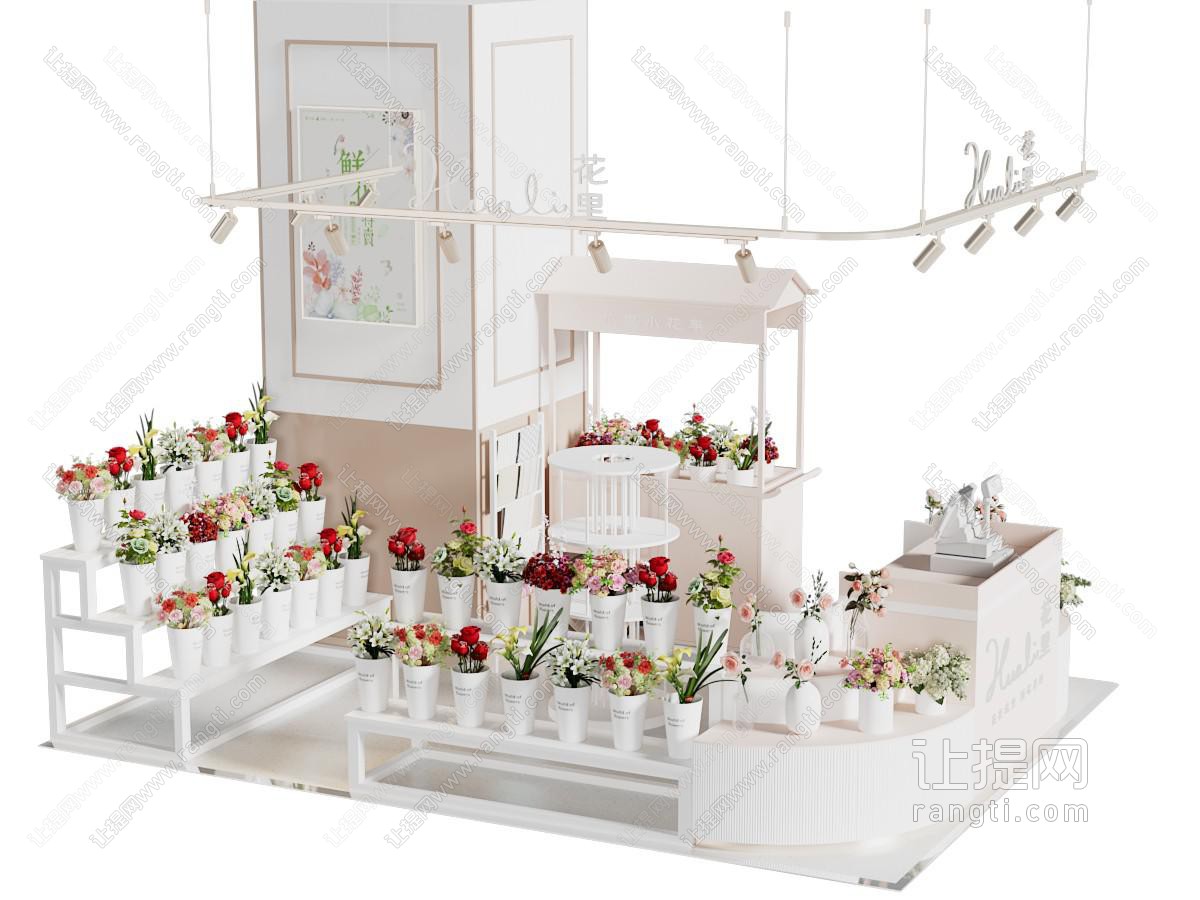 现代鲜花专卖店 花店美陈