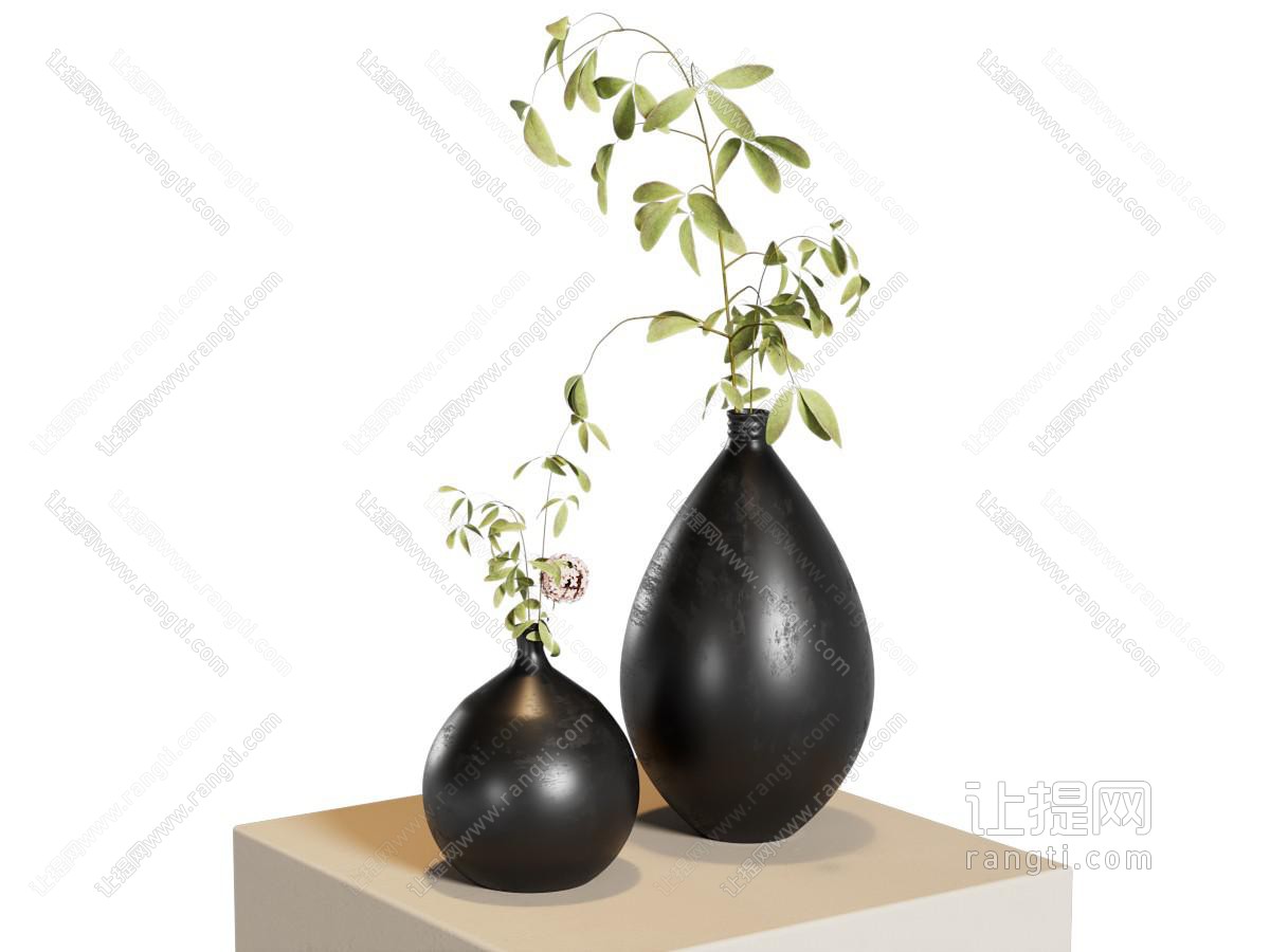 现代陶艺花瓶花卉