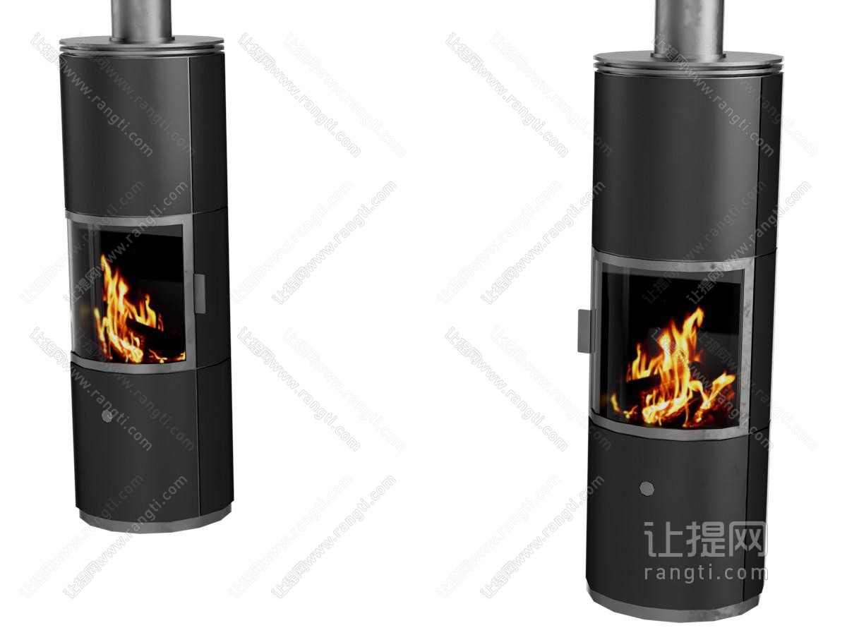 现代圆柱形壁炉火炉