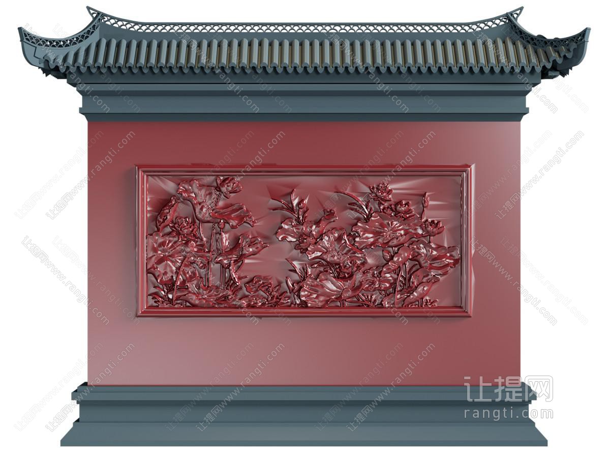 中式照壁 屏风墙 端景墙 浮雕