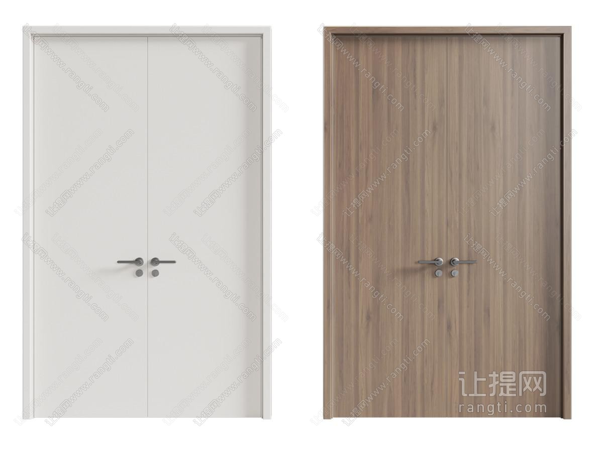 现代双开门 大门 木门