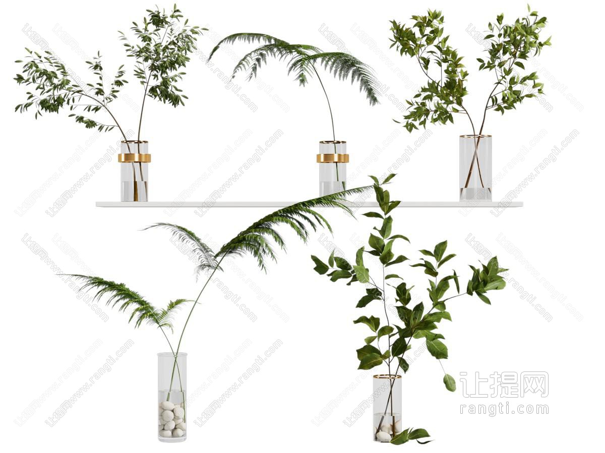 现代玻璃花瓶花卉