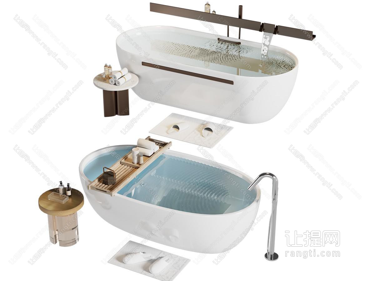 现代装满水的浴缸浴盆