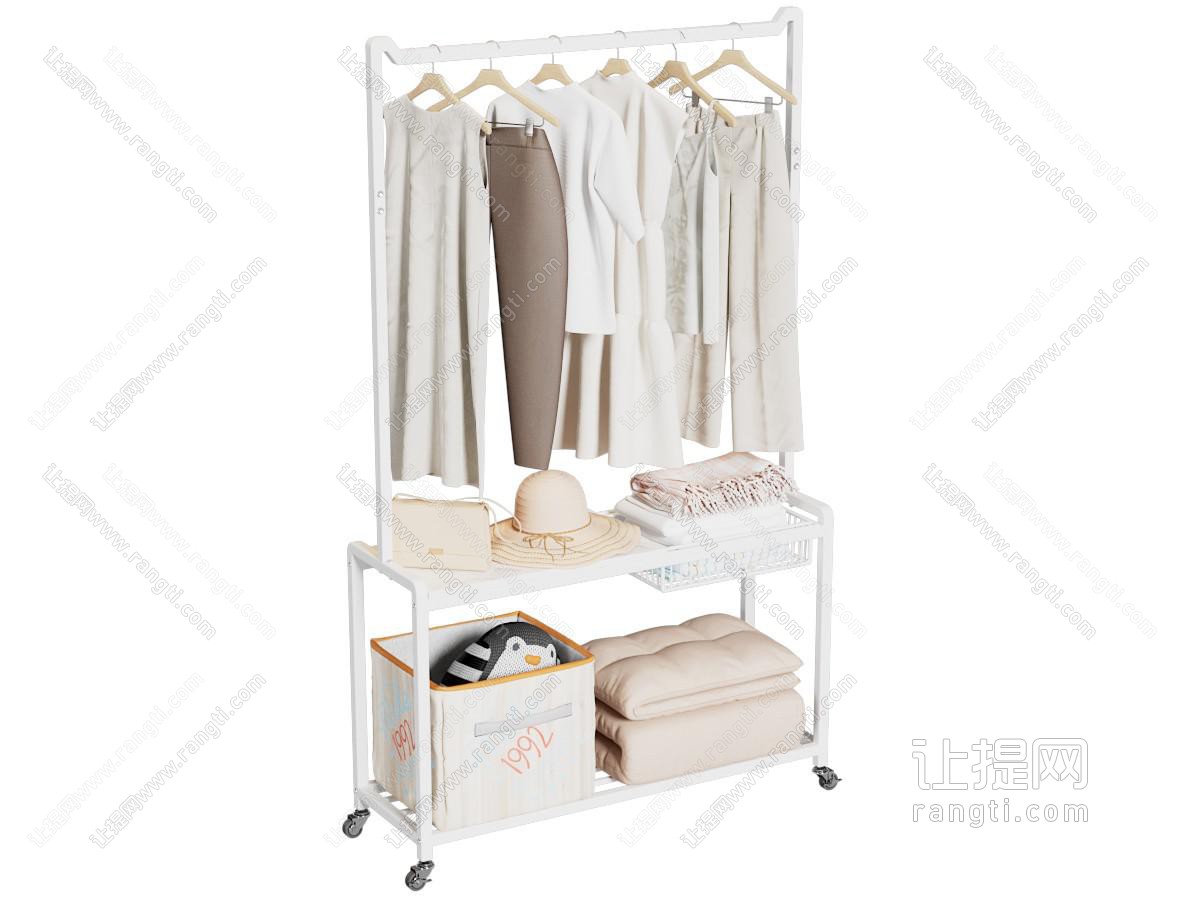 现代挂满衣服的衣架