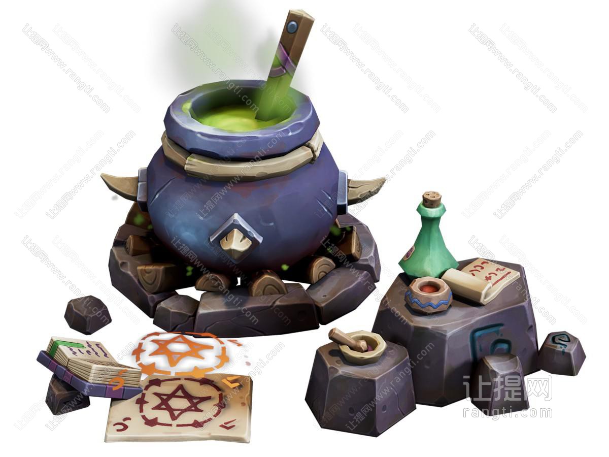 现代卡通锅 游戏道具 魔法用品 魔法罐