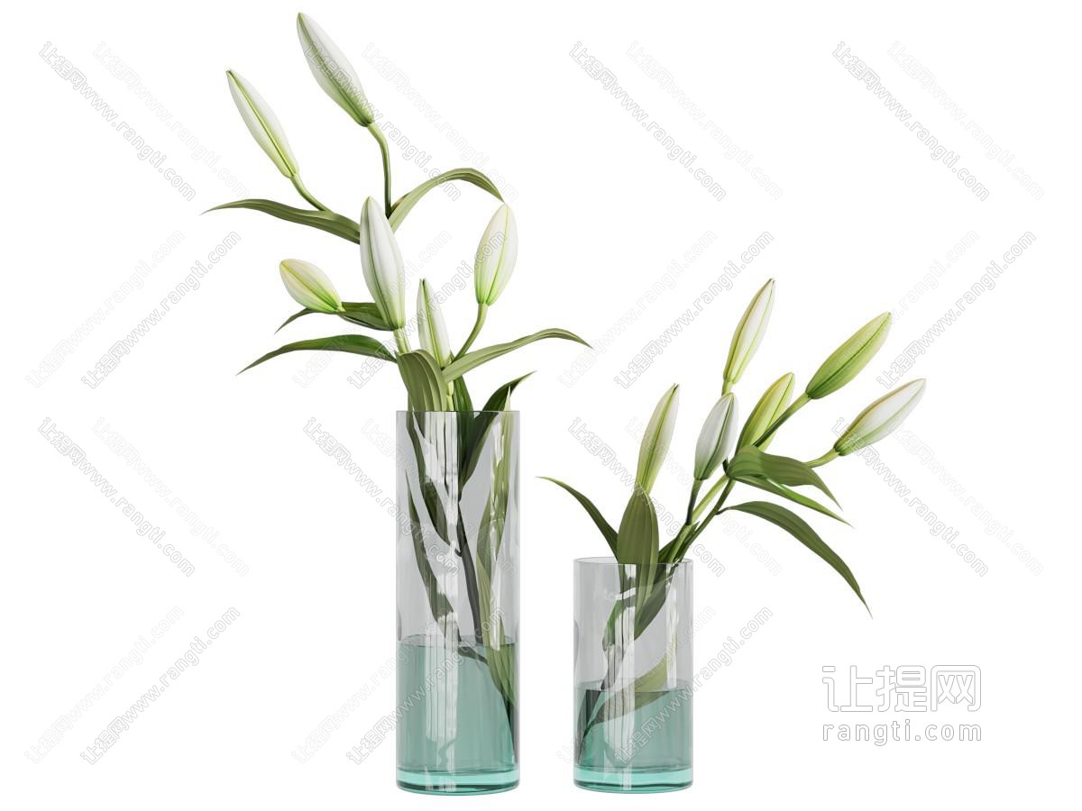 现代玻璃花瓶花卉