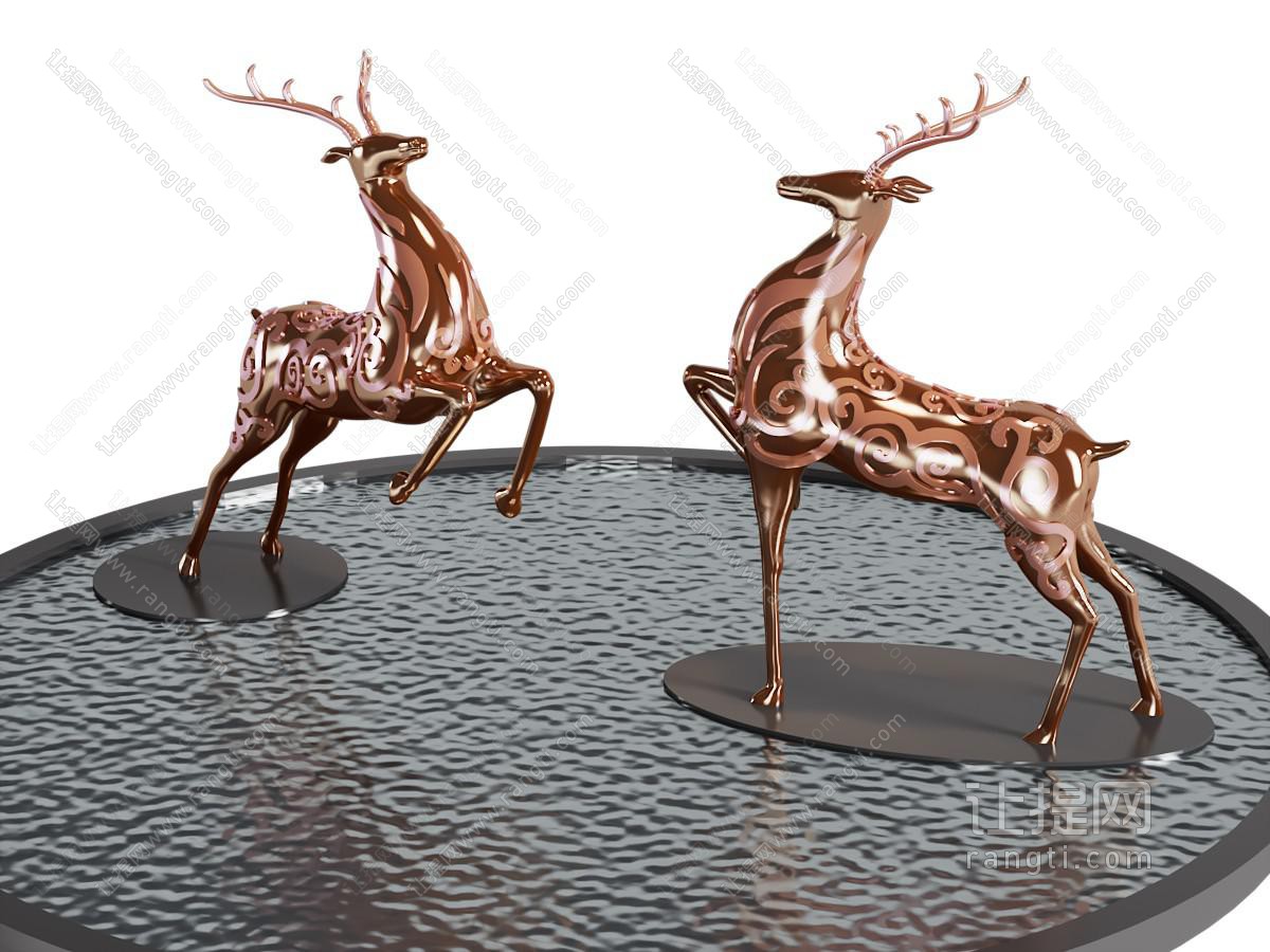 现代麋鹿城市雕塑小品 水景美陈 景观园艺小品