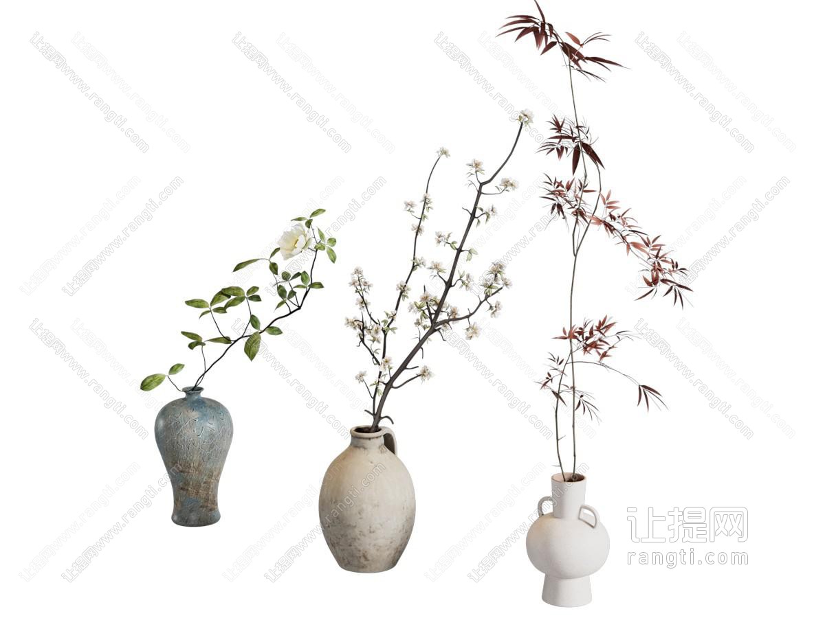 现代陶艺花瓶花卉